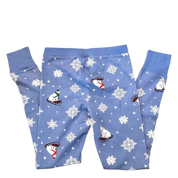 NEW Old Navy Polar Bear Holiday Print Blue Waffle Knit Pajama Set Size Small - Picture 8 of 12
